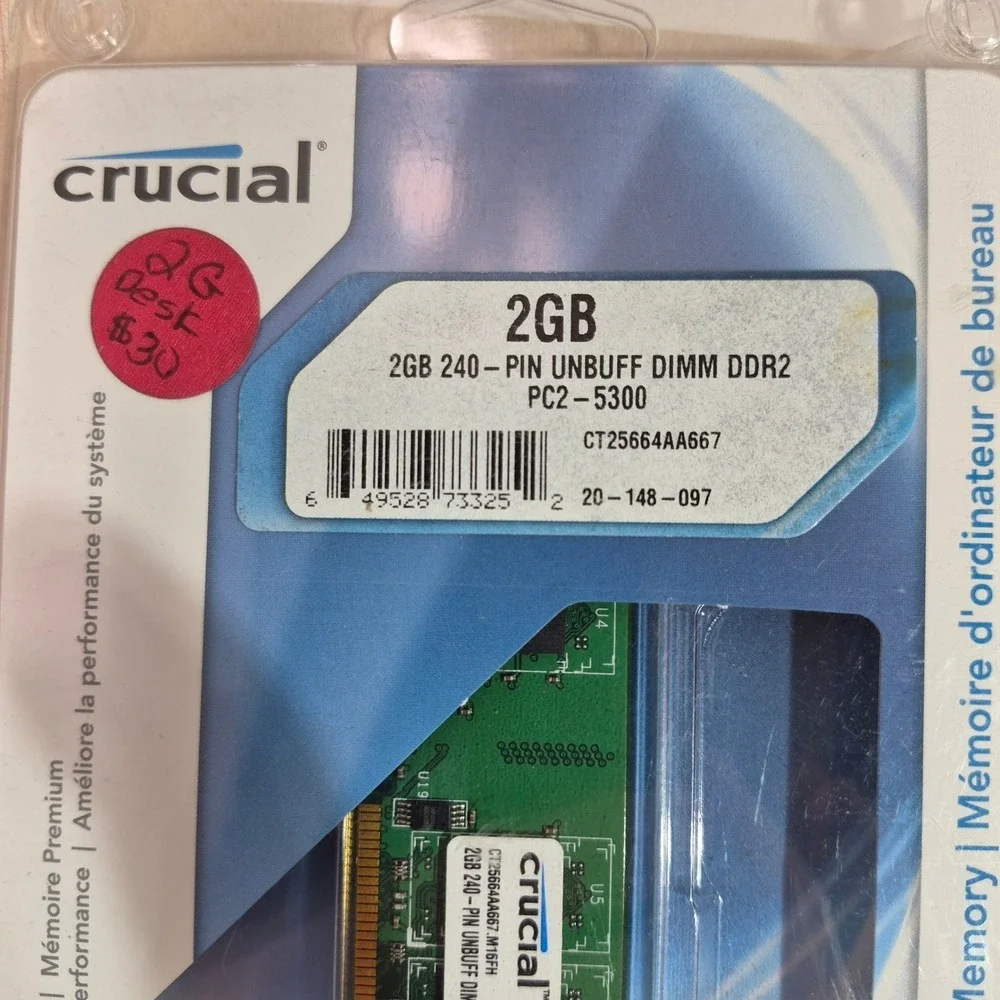 Crucial Kingston DDR2 PC2 5300 667MHz 2GB RAM g-skill Lot of 6